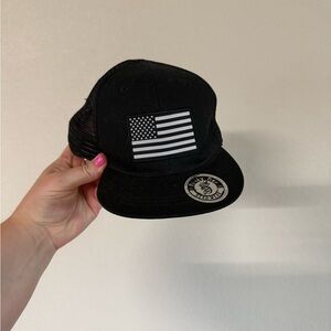 BINKY BRO Black Trucker Hat with American Flag Patch